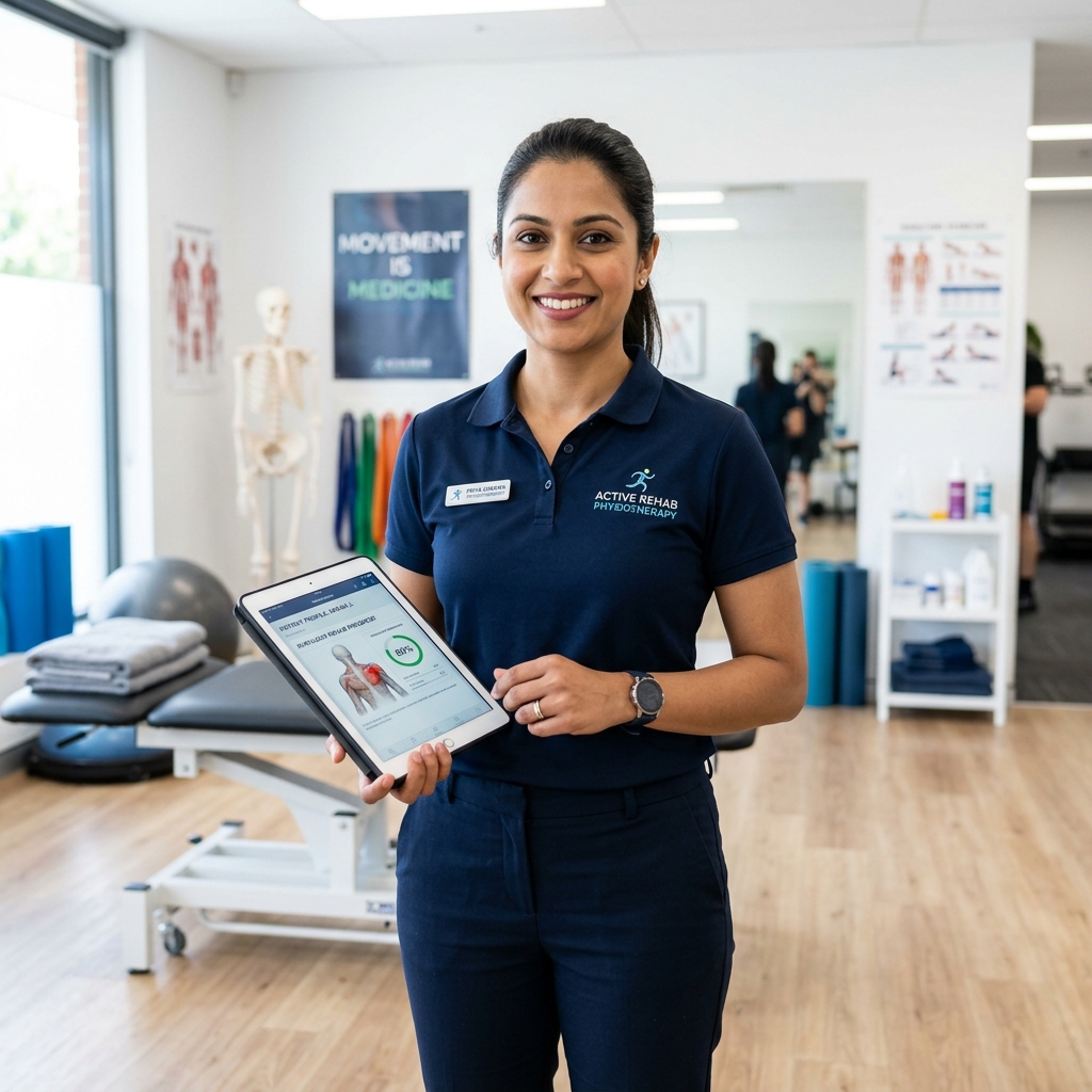 Physiotherapist with Tablet